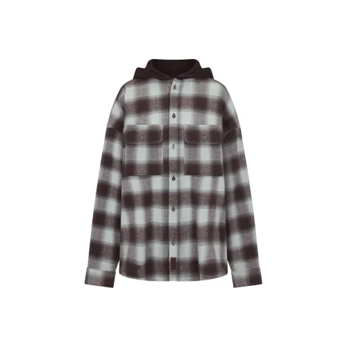 SKIMS Праздничная коллекция FW24 На открытом воздухе Фланель OVERSIZED С капюшоном Рубашка Женские Vapor Shadow Клетчатый Steam Тень Клетчатый