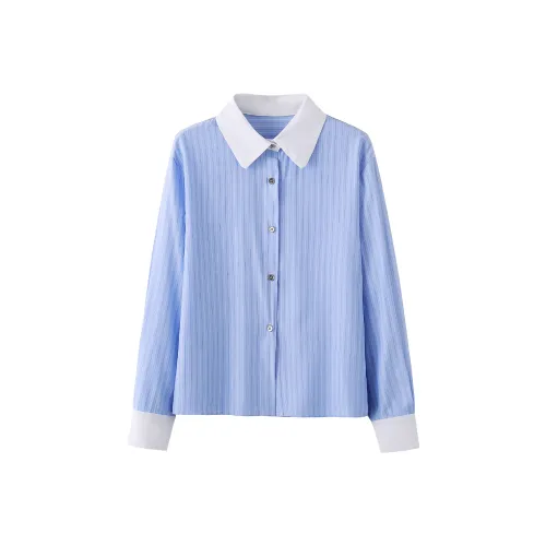 AIYILIAN Синие полосы Женские Рубашки