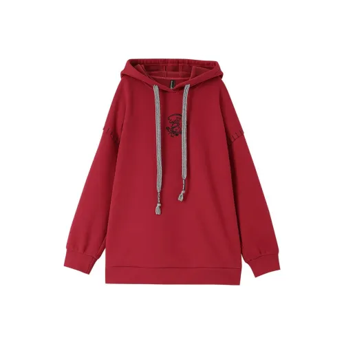 OUNIXUE Красный Женские Свитшоты