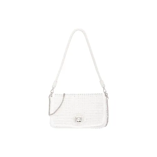 MIU MIU Искусственный жемчуг с тканью вязаная кожа и волокно рафии сумка через плечо сумка на плечо женская белая