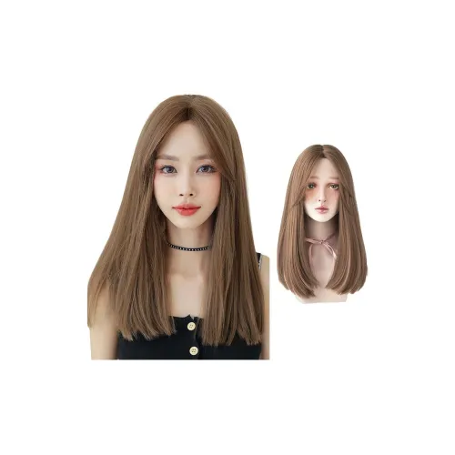 QIJIEHUANGHOU Первая любовь Ключица Волосы Парики Мед Чай Льняная ткань CENTER Часть