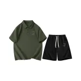 [Быстросохнущий Антибактериальный] Армейский зеленый (B Бамбук Тень Прохладный ветер Логотип на груди) + Черный (B Бамбук Тень Прохладный ветер Логотип на штанах)