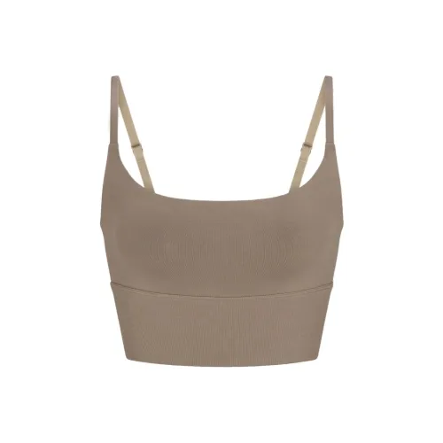 SKIMS Тень Нейлон Укороченный CAMI Топ на бретелях Женский Трюфель Truffle