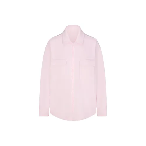 SKIMS Cotton Fleece ZIP UP Shirt Jacket Coats Coats Women's CHERRY BLOSSOM Вишневый цветок