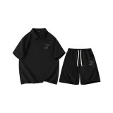 [Быстросохнущий Антибактериальный] Черный (B Бамбук Тень Прохладный ветер Логотип на груди) + Черный (B Бамбук Тень Прохладный ветер Логотип на штанах)