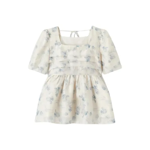 EICHITOO Шифон Рубашка Женская Светло-Синяя С узором