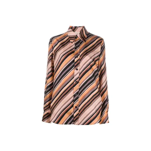 MARNI Коричневые Полосатые Женские Рубашки