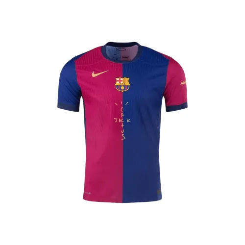 nike FC Barcelona Travis Scott T-Shirt Унисекс Красный синий