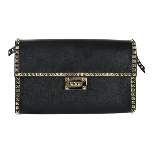 Valentino Телячья кожа Сумка через плечо Большая Женская Черная