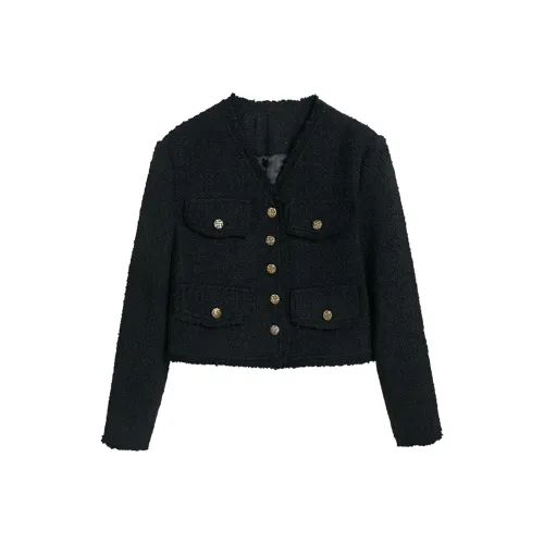 GOSNACE Куртка Женская Элегантная Коробка Классический Черный