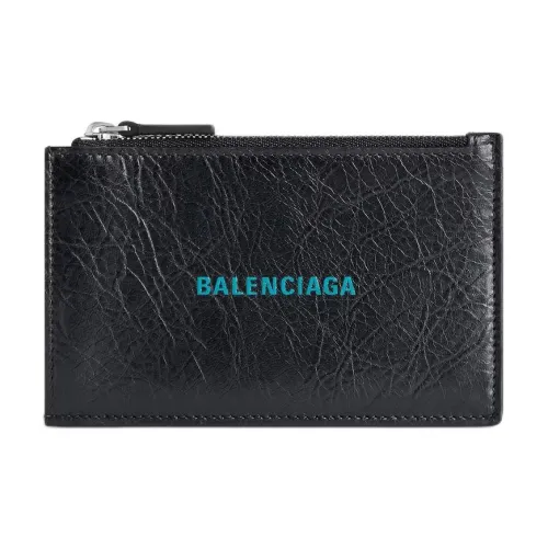 Balenciaga Cash Sheepskin Wallet Men's Black Sky Blue Баленсиага Кеш Шипкин Кошелек Мужской Черный и Небесно-Синий