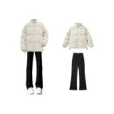 Ecru Хлопковый пуховик + Black Джинсы