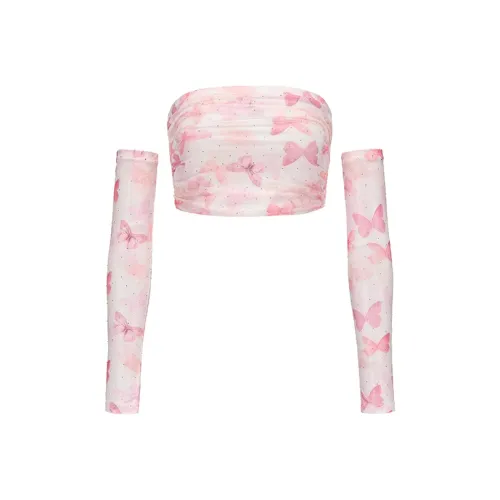 A11·N22 Без бретелек Топ Женский Розовый Белый