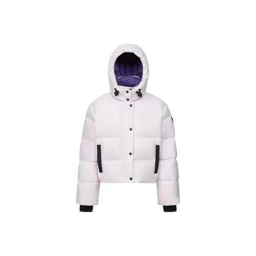 Moose Knuckles FW22 Однотонный С капюшоном Свободный крой Утолщенный пуховик Женский Светло-фиолетовый