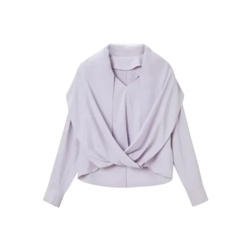 OVV Светло-фиолетовый Однотонный A8 Женские Рубашки