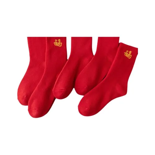 H YXIANG Носки Crew Унисекс 5 пар красные