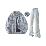 Blue Coat + Light Blue Pants  
Синий пальто + светло-синие штаны