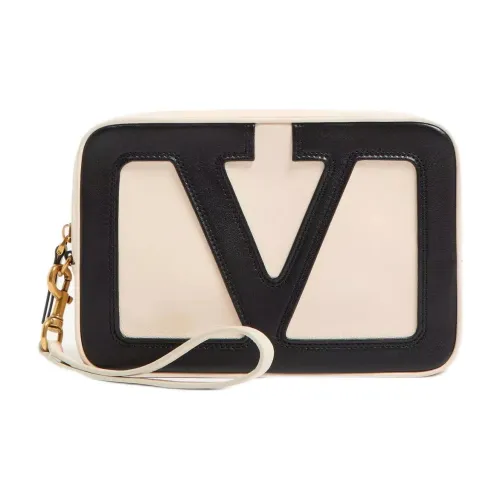 Valentino Напп Кожа Сумка Клатч Женская Кремово-Белый и Черный
