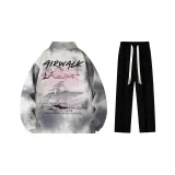 Комплект (Gray Beige Top + Black Casual Pants)