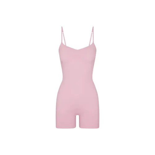 SKIMS MICRO POINTELLE TANK ONESIE Комбинезон Женский Детский Розовый Светло-Розовый
