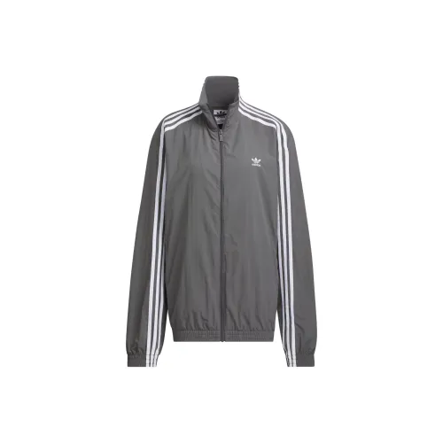 Adidas Originals Oversized Track Топ Куртки и Пальто Женские Темно-Серый