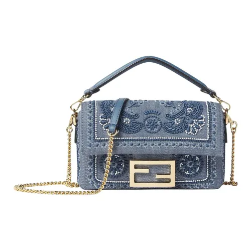 FENDI Baguette Полиэстер Сумка на одно плечо Мини Унисекс Синий
