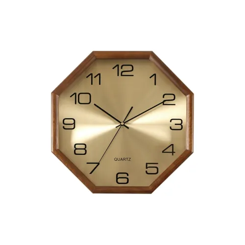 HENSE Механизм с плавным ходом секундной стрелки Wood Стена Часы Унисекс Золотой циферблат HW9022