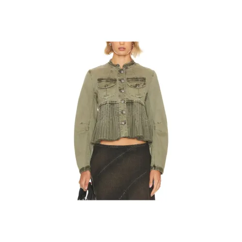 FREE PEOPLE Куртки и Пальто Женские Оливкового цвета