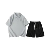 [Быстросохнущий Антибактериальный] Светло-серый (B Бамбук Тень Прохладный ветер Логотип на груди) + Черный (B Бамбук Тень Прохладный ветер Логотип на штанах)