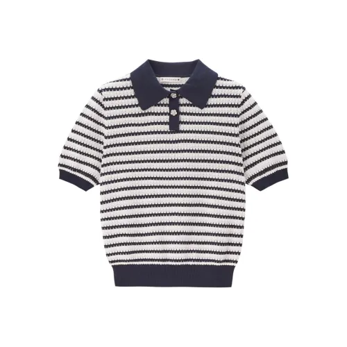 Giordano 02 Королевский синий Люрекс с белыми полосами Женский трикотаж