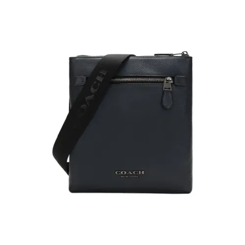 COACH Metropolitan Крупнозернистая текстура Мягкая кожа Сумка через плечо Большая Мужская Морской синий