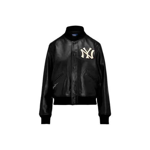 Polo Ralph Lauren Yankees Кожа Куртка Куртки Пальто Женские Черный