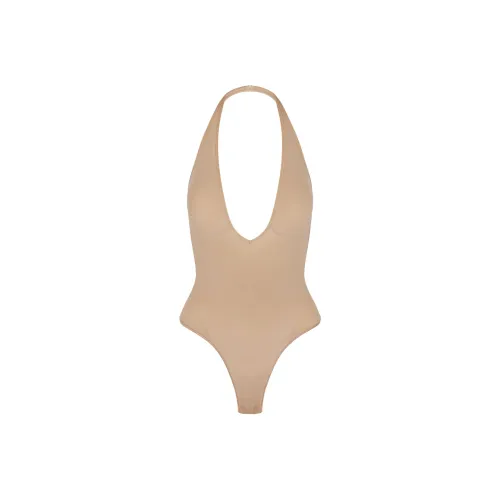 SKIMS Бесшовный Sculpt Deep Plunge Стринг BODYSUIT Комбинезон Женские CLAY CLAY