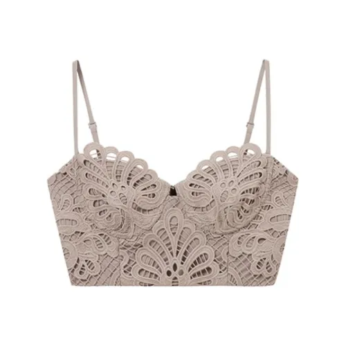 Self Портрет Топ на бретелях Женский Темно-серый Коричневый