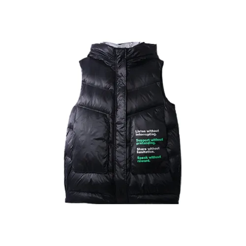 DFVC Буква Однотонный С капюшоном Свободный крой Утолщенный MID Длина Пуховая куртка Женская Черная