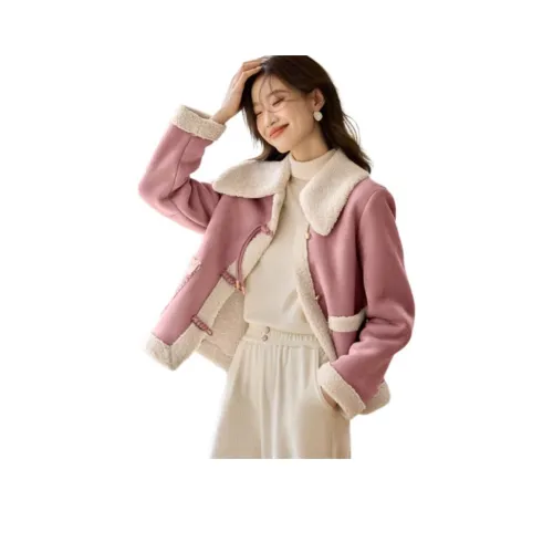 Mo Han Yi Mei Куртки и Пальто Женские Пыльно-Розовый