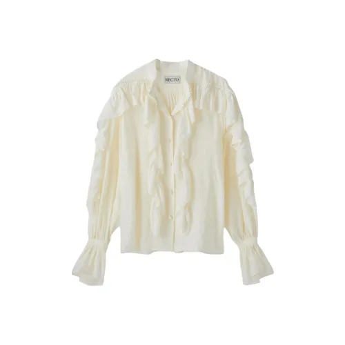 RECTO FW24 OSCARL Жидкость Складки БЛОУЗА Рубашка Женская Крем Крем