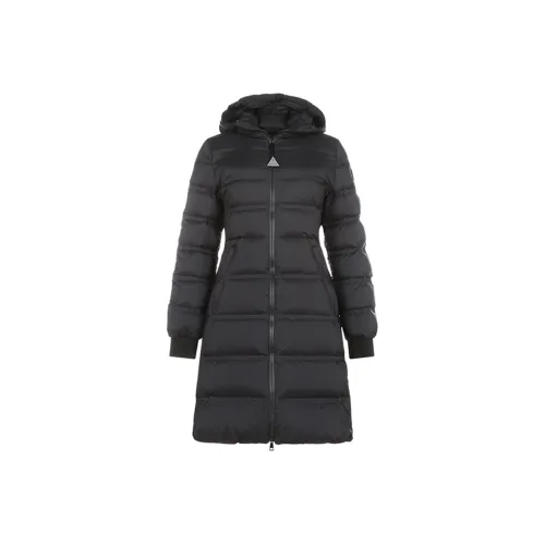 Moncler Однотонный С капюшоном LONG DOWN JACKET Женские Черный