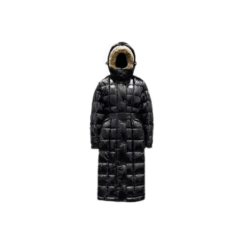 Moncler FW21 Пуховик Однотонный С капюшоном Женский Черный Длинный Пуховик Женский Черный