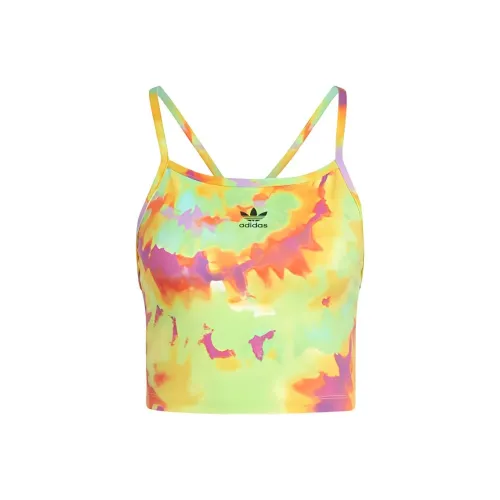 Adidas Галстук Окрашенный CROP TOP Топ на бретелях Женский Желтый Многоцветный