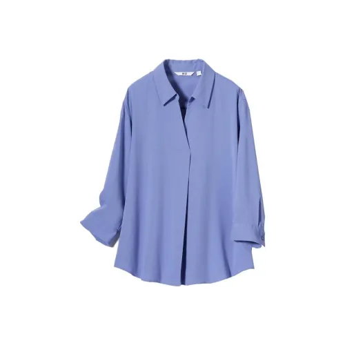 UNIQLO Небесно-голубые Женские Рубашки