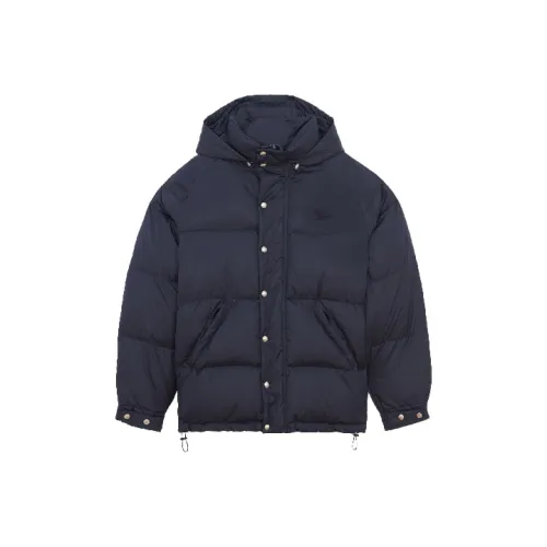 Maison Kitsune FW21 Однотонный С капюшоном Свободный крой Короткий пуховик Женский Темно-синий