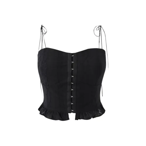 NOT YOUR ROSE SS24 Кружево Bustier Без рукавов Топ на бретелях Женский Черный