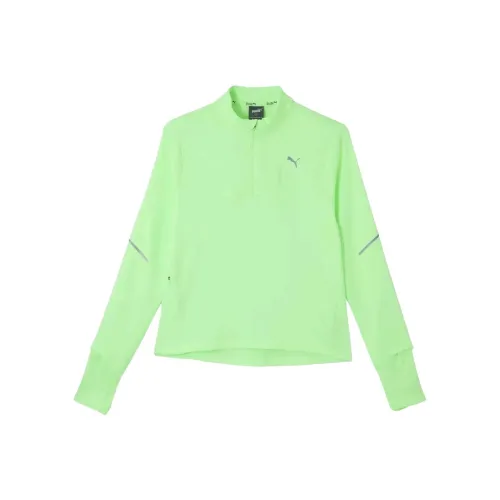 PUMA Сетка Флис Свитшот Женский Яблочно-Зеленый