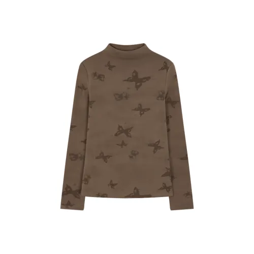 Mo Han Yi Mei Стандартная T-рубашка Женская Кофейного цвета