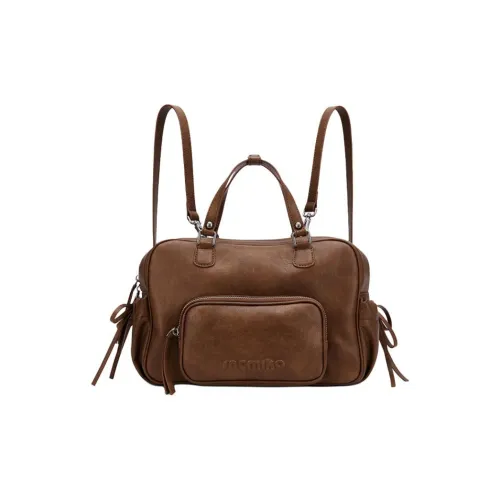 MCMIKO Коровья кожа через плечо рюкзак средний женский винтажный коричневый