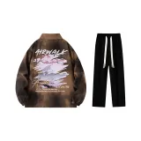 Комплект (Черный Коричневый Топ + Черные Повседневные Штаны)