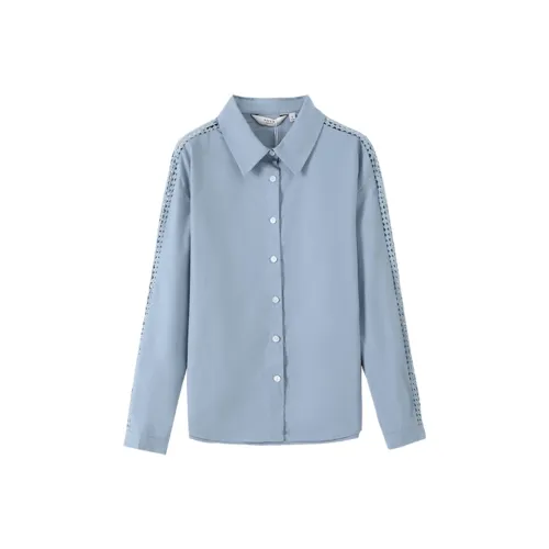 Mo Han Yi Mei Рубашка Женская Светло-Серый Синий