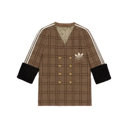 GUCCI Adidas X GUCCI Co Branded Series Куртки Пальто Женские Верблюжий Коричневый