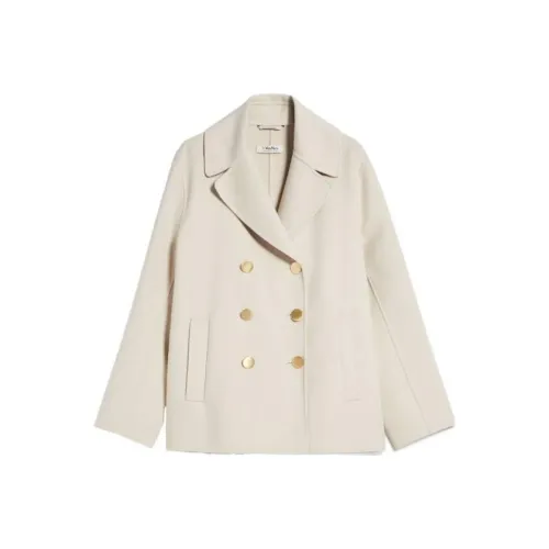 'S MAX MARA Margot Коллекция Короткий Шерсть PEA Пальто Куртки Пальто Женские Белые